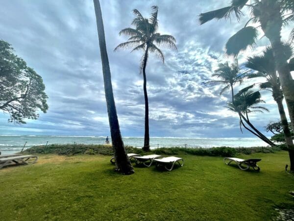 A view of the ocean from an outdoor area.